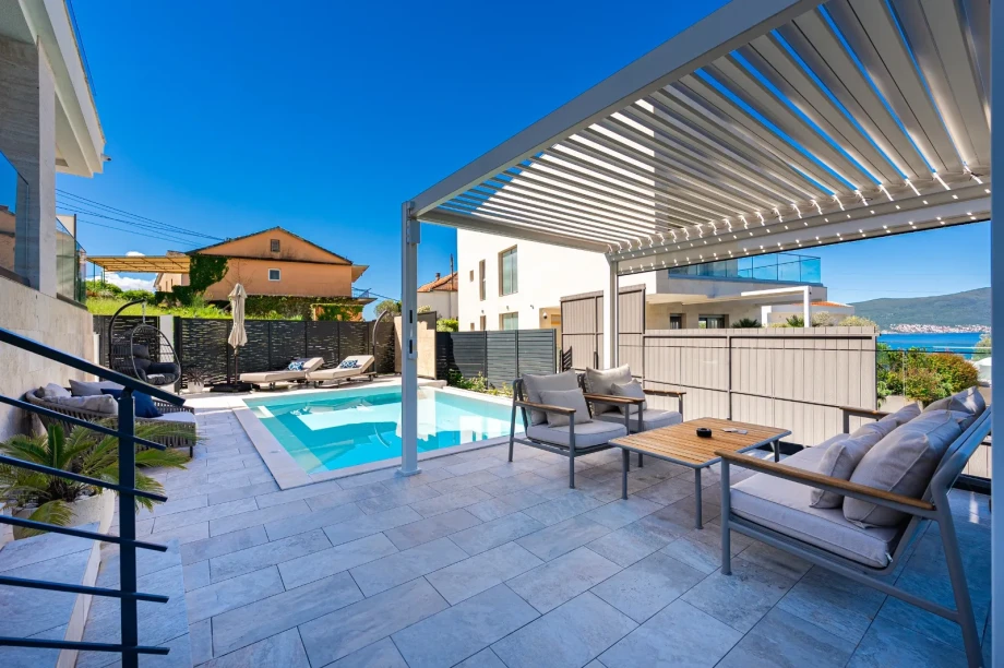 Luxury Poolside Seating and Relaxation Area | Villa Calma Montenegro