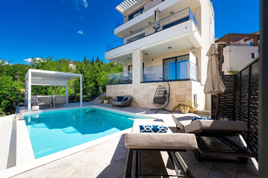 Elevated View Above the Luxury Pool Area | Villa Calma Montenegro