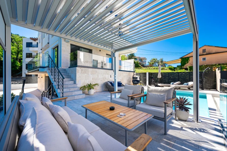 Covered Outdoor Seating Area with Modern Comfort | Villa Calma Montenegro