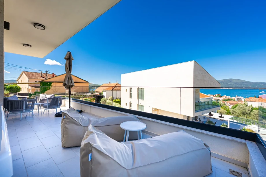 Terrace Lounge Seating with Panoramic Coastal Views | Villa Calma Montenegro