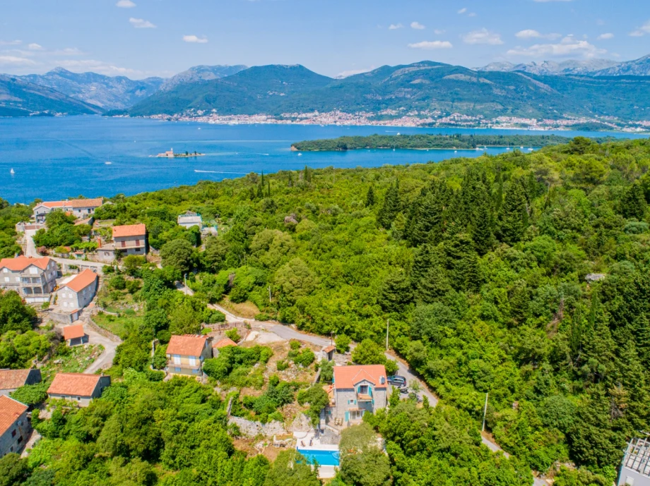 Drone View of Villa and Mediterranean Landscape in Luštica