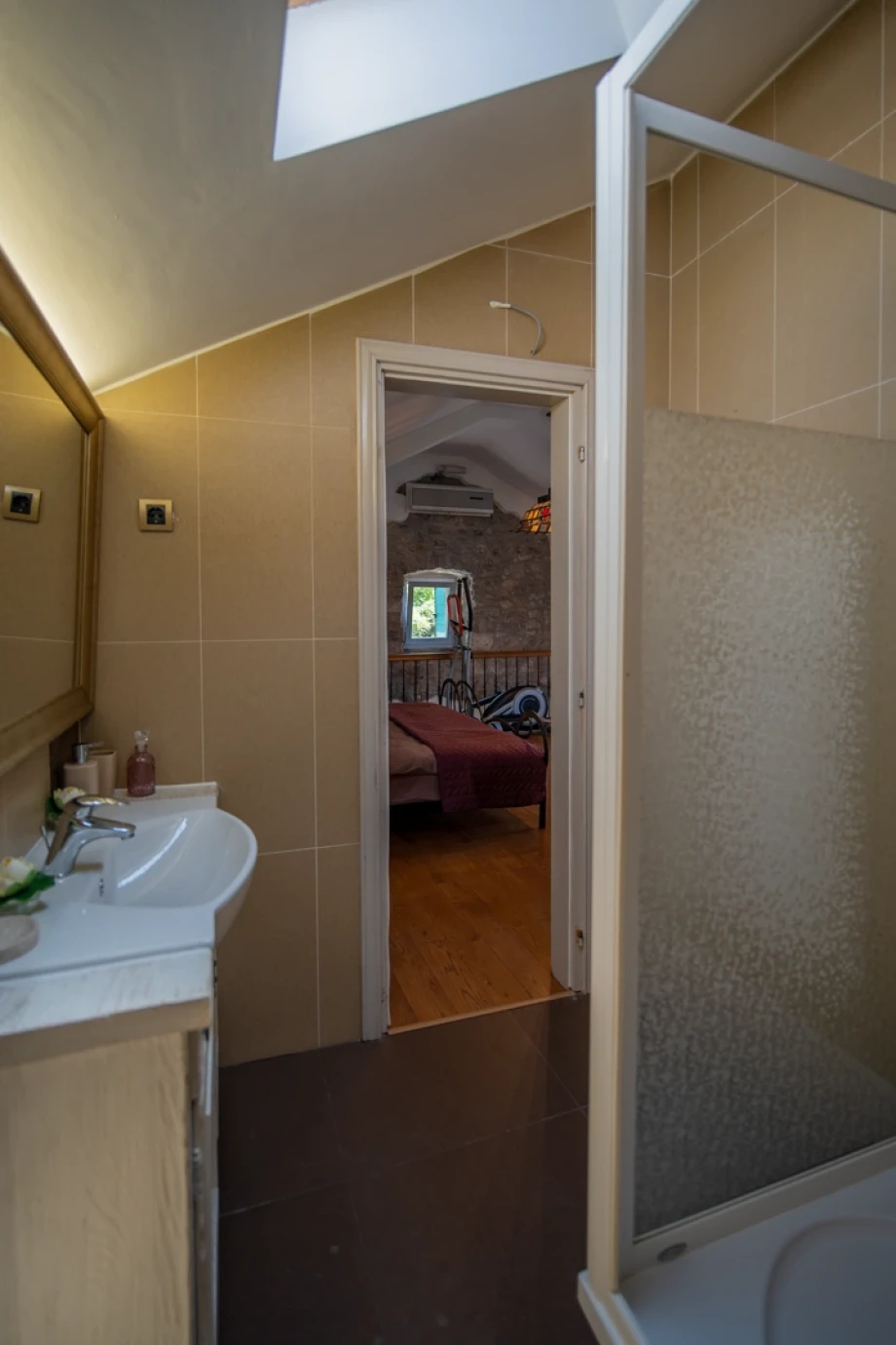 Modern Walk-In Shower Cabin in Luxury Villa Bathroom