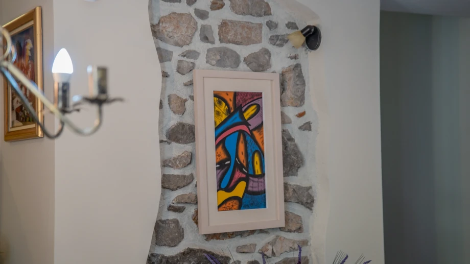 Contemporary Wall Art Feature in Luxury Villa Living Space