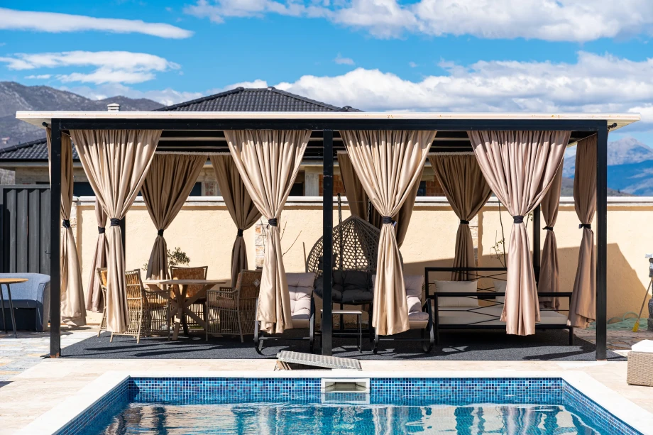 Covered Outdoor Dining Area at Villa Armonia with Elegant Alfresco Setting