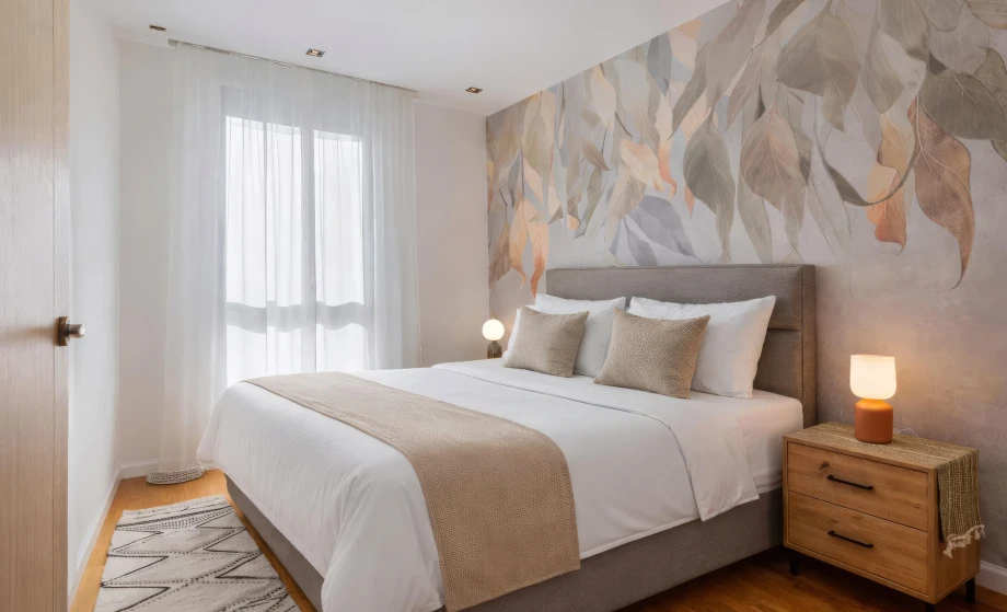 King Size Bed Bedroom at Azure Echo Retreat with Elegant Coastal Interior