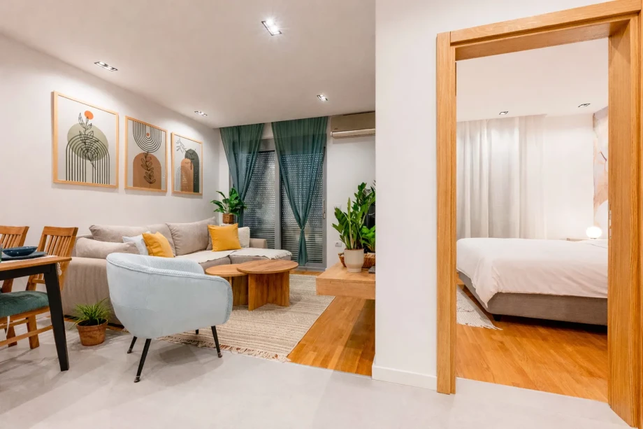 Entrance Hallway Leading to the Living Area at Azure Echo Retreat