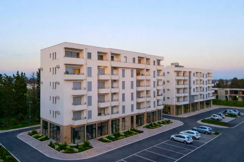 Modern Residential Complex Exterior at Azure Echo Retreat