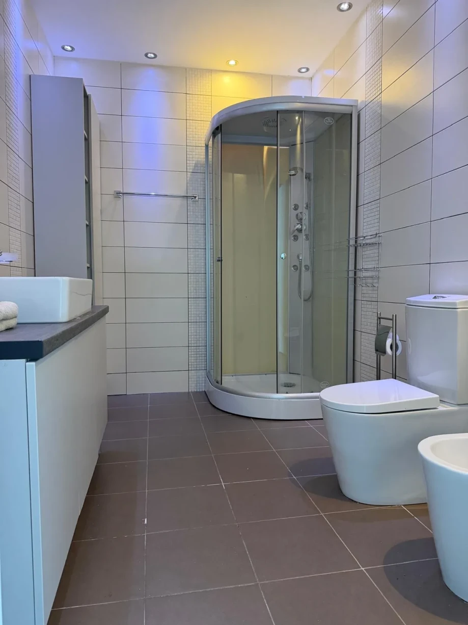 Contemporary Walk-In Shower Bathroom at Villa Celestia
