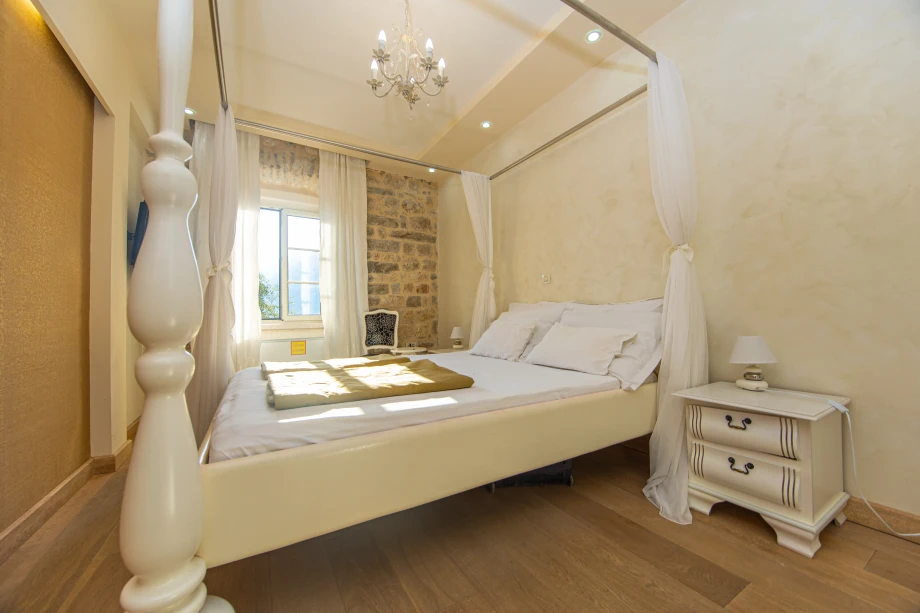 King Size Bed with Elegant Details | Stone House Seafront Villa