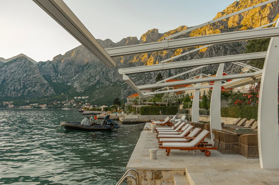 Ready-to-Relax Sun Lounger Area | Stone House Seafront Villa