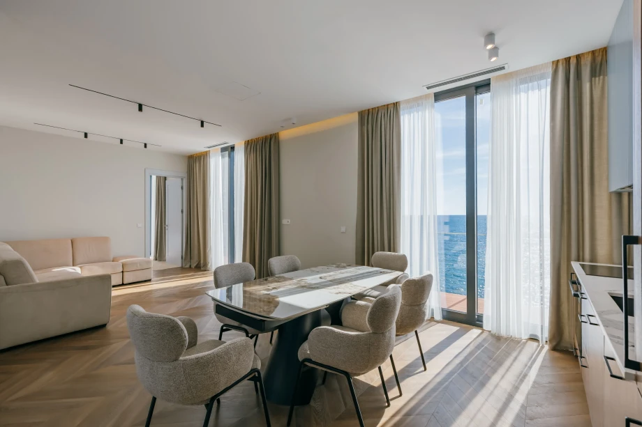 Living Room and Dining Area with Sea View | Canvas Coast Villa